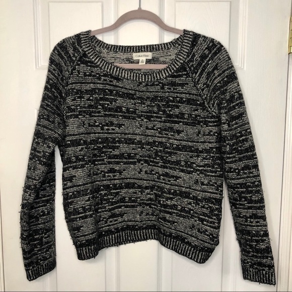 CALVIN Klein Wool Grey & Black Sweater Medium - Picture 1 of 6